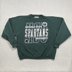 VTG Galt Sand Michigan State Football Sweatshirt Adult Large Green Crewneck MSU